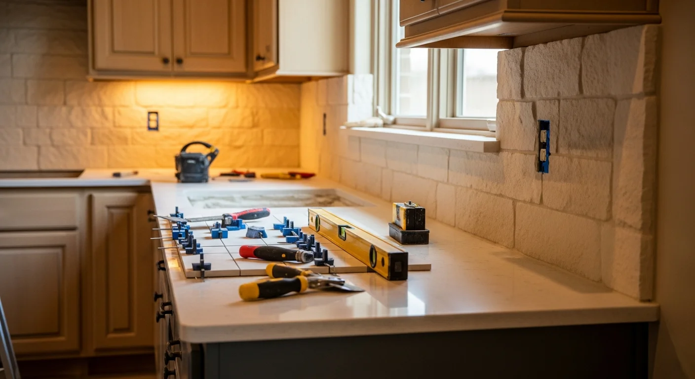 Modern kitchen with custom cabinets and stone countertops