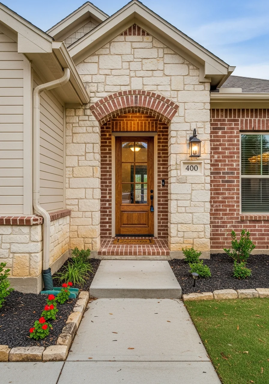 Detail of a Georgetown home's entrance showing architectural character and quality exterior finishes.